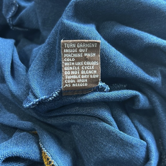 J McLaughlin Chambray Relaxed Fit Dress Knee Length Pockets Roll Sleeve Sz M - Picture 10 of 12